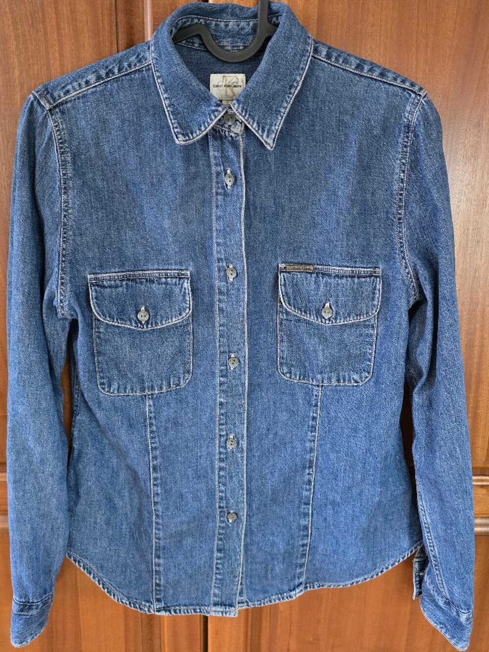 Vtg Calvin Klein Denim button up shirt womans size small